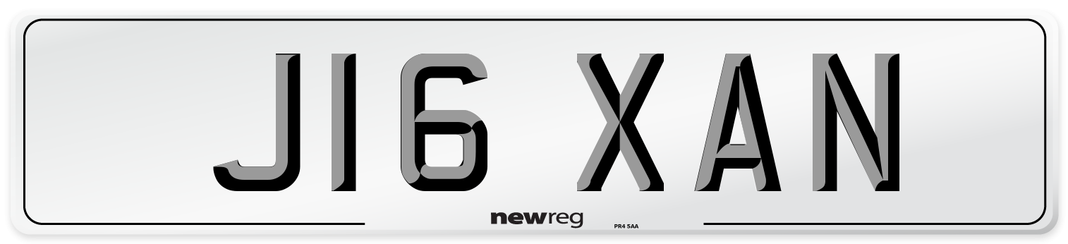 J16 XAN Number Plate from New Reg